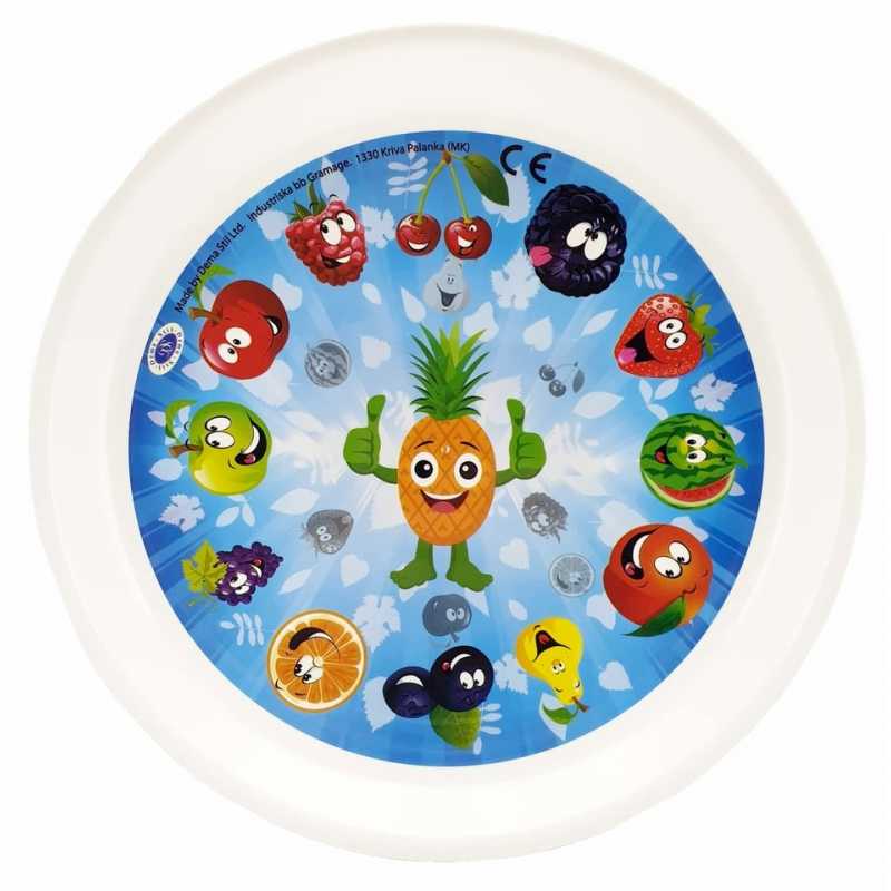 Plastový tanier plytký s potlačou 22cm, DEMA-STIL
