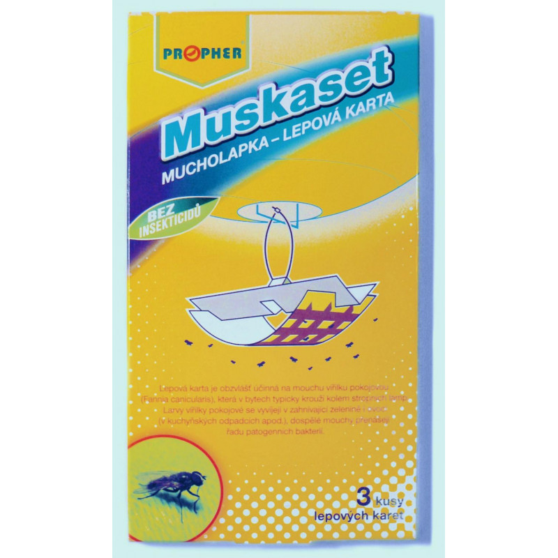 Mucholapka - lepová karta, MUSKASET, 3ks