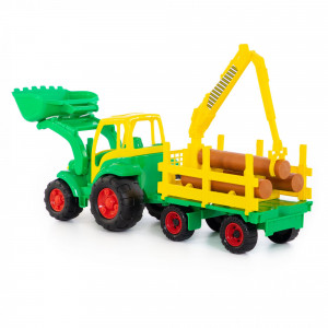 Traktor s přívěsem a radlicí velky
