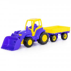 Velký Traktor s přívěsem a radlicí