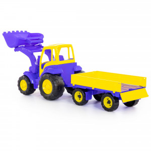 Velký Traktor s přívěsem a radlicí