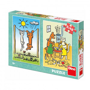 Puzzle psíček a mačička 2x48ks