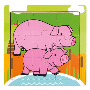 Drevené puzzle Prasiatka