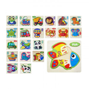 Dřevěné dětské puzzle -...