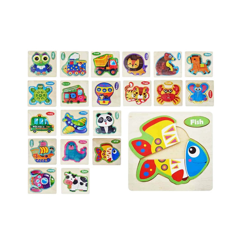 Drevené detské puzzle - rôzne druhy