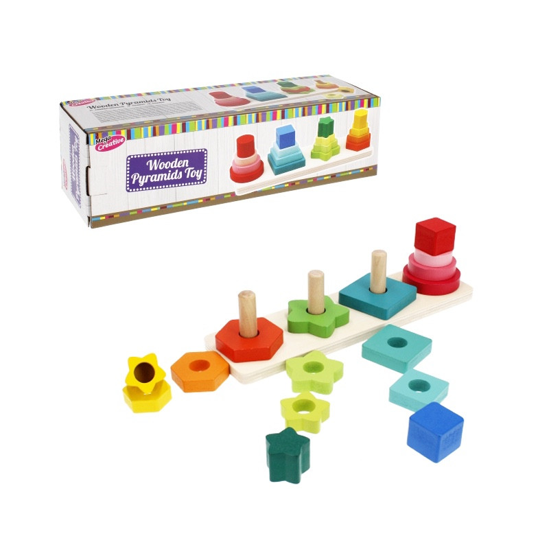 Dřevěná vkládačka - pyramidy různých tvarů