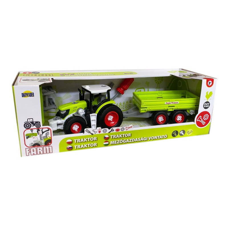 Traktor s vlečkou na skrutkovanie DIY