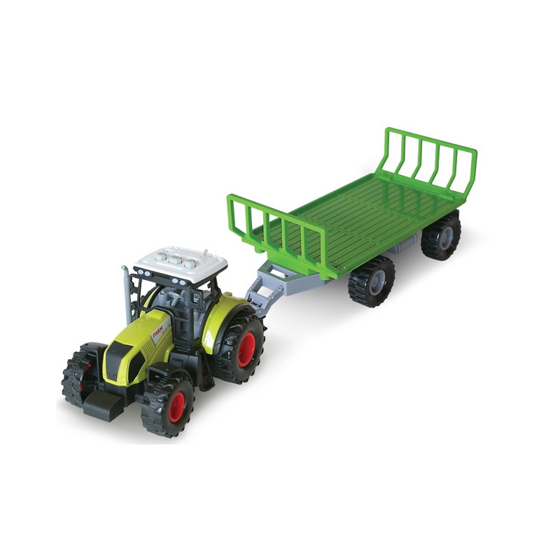 Traktor s vlečkou na valy sena se zvukem