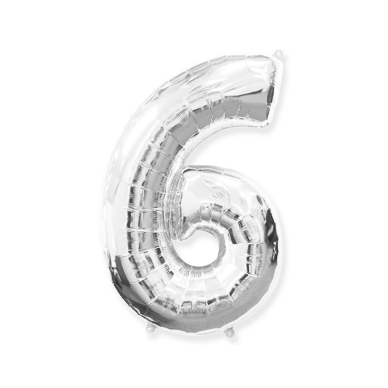 Strieborná fóliová číslica 6