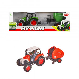 Traktor s balíkovačom slamy...