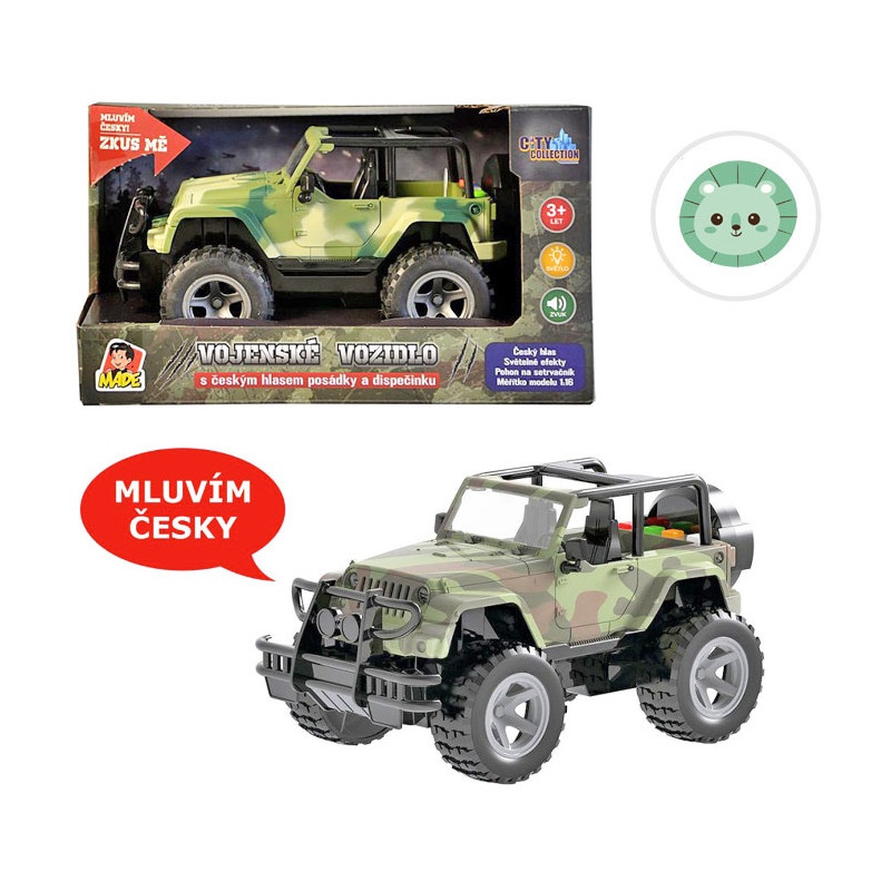 Jeep vojenský, na setrvačník, s hlasem posádky
