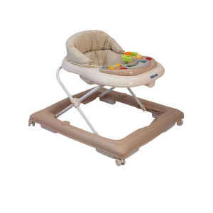 Dětské chodítko Baby Mix s volantem a silikonovými kolečky latte