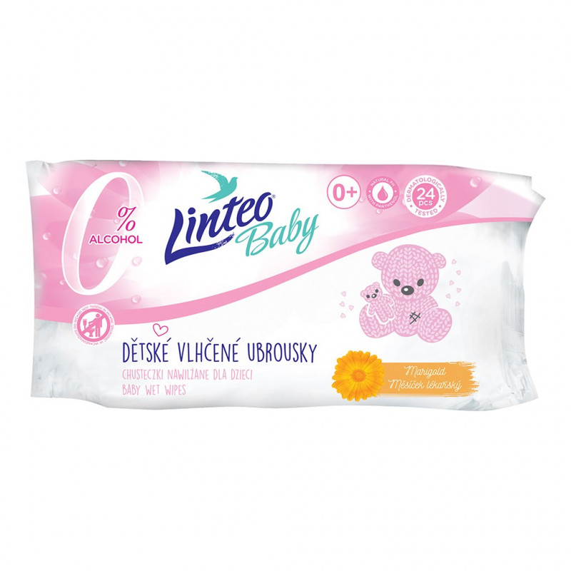 Detské vlhčené obrúsky linteo baby 24ks s nechtíkom lekárskym