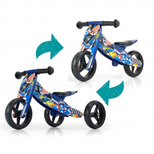 Dětské multifunkční odrážedlo kolo 2v1 Milly Mally JAKE Blue Cars