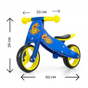Detské multifunkčné odrážadlo bicykel 2v1 Milly Mally JAKE blue Cowboy