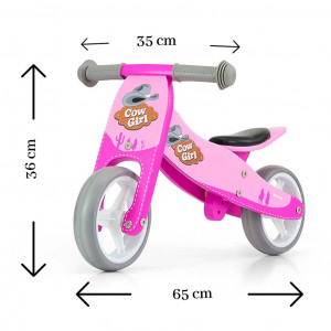 Detské multifunkčné odrážadlo bicykel 2v1 Milly Mally JAKE pink Cowgirl
