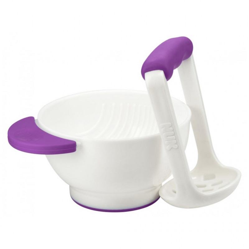 Miska NUK + puree kočátko fialové