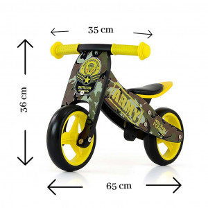 Detské multifunkčné odrážadlo bicykel 2v1 Milly Mally JAKE Army