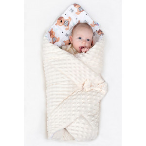 Oboustranná zavinovačka z Minky New Baby 75x75 cm teddy šedá hvězdičky růžové