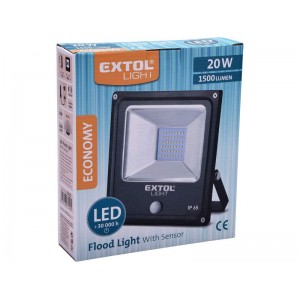 Svietidlo 20W, 20x LED, pohybový senzor, 1500lm, IP65, Extol Craft 43232