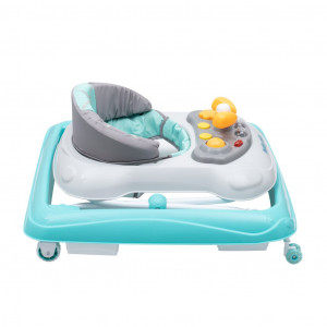 Dětské chodítko Baby Mix s volantem a silikonovými kolečky mátový