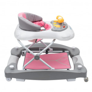 Dětské chodítko s houpačkou a silikonovými kolečky Baby Mix růžové