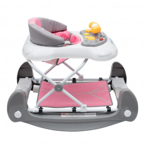 Dětské chodítko s houpačkou a silikonovými kolečky Baby Mix růžové