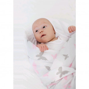 Zavinovačka s kokosovou výztuží a mašlí New Baby bílá motýli