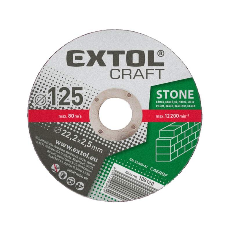 Kotouč řezný na kámen 5ks 125x2.5mm, Extol Craft 108120