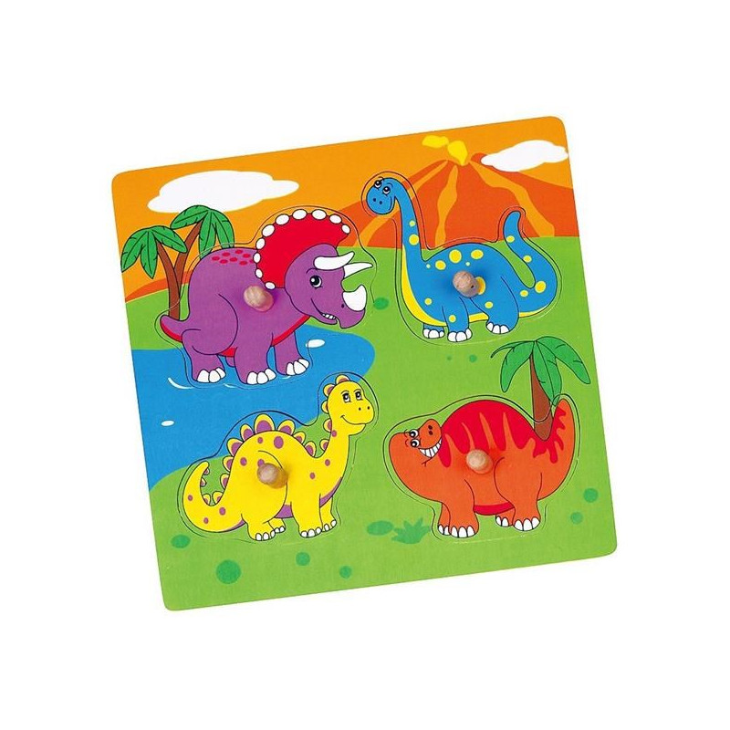 Dřevěné puzzle s úchyty pro nejmenší Viga Dino