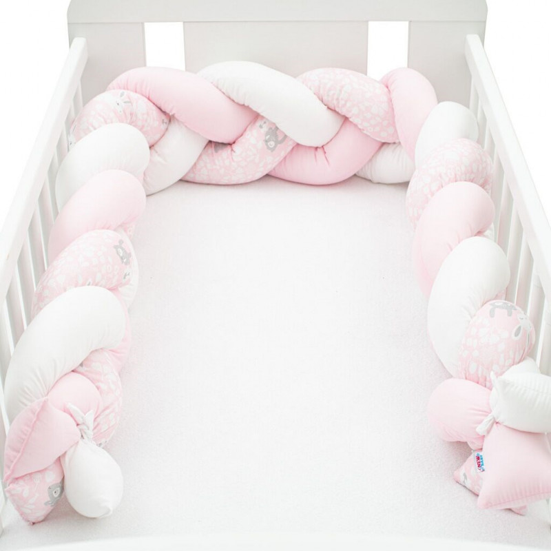 Ochranný mantinel do postieľky vrkoč New Baby Králičky rúžový