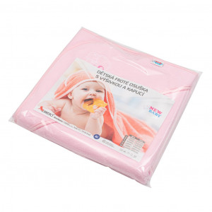 Dětská froté osuška s výšivkou a kapucí New Baby 80x80 růžová sloník