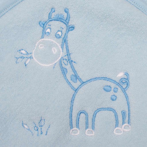 Dětská froté osuška s výšivkou a kapucí New Baby 100x100 modrá žirafka