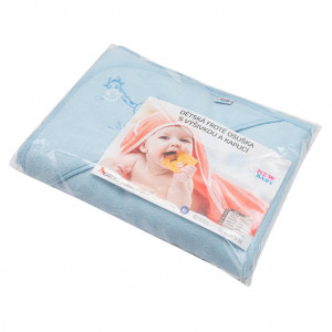 Dětská froté osuška s výšivkou a kapucí New Baby 100x100 modrá žirafka