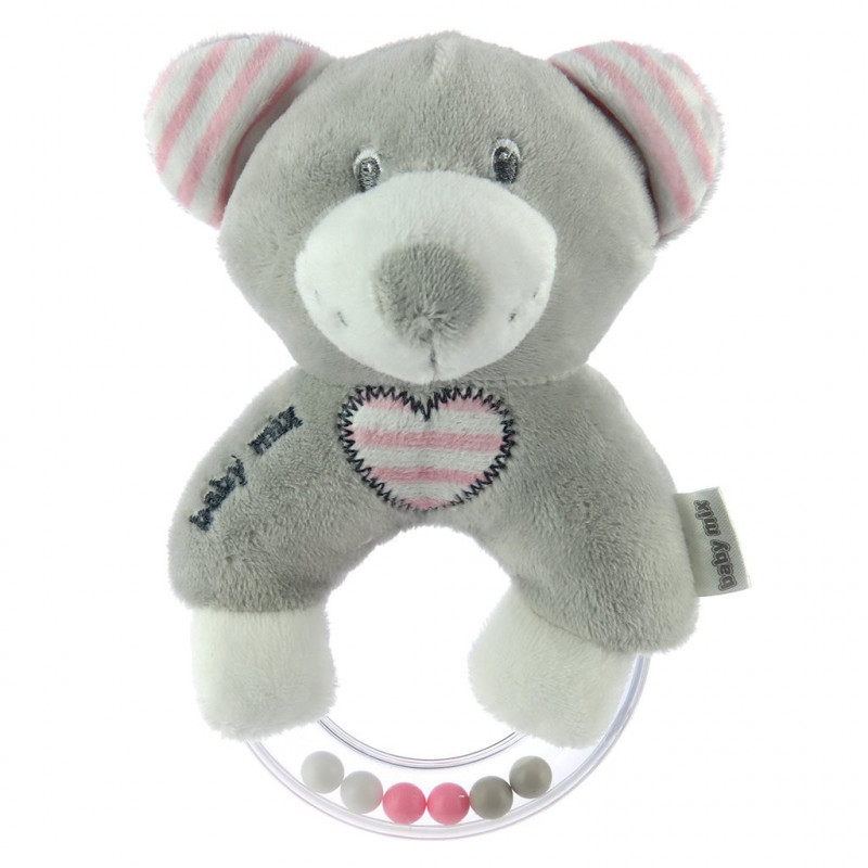Dětské plyšové chrastítko Baby Mix medvěd růžový