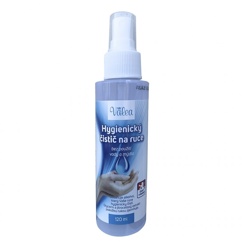 Hygienický čistič na ruky na báze alkoholu s obsahom glycerínu a skorocelu 120 ml
