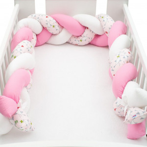 Ochranný mantinel do postýlky cop New Baby Ptáčci růžovo-bílý
