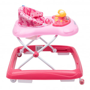 Dětské chodítko Baby Mix s volantem a silikonovými kolečky růžové