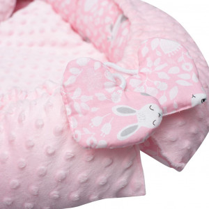 Luxusní hnízdečko s polštářkem a peřinkou New Baby z Minky Králíčky růžové