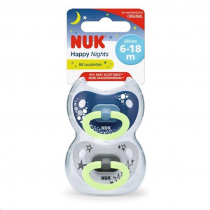 Dudlík NUK Happy Nights 6-18m 2ks/BOX holka