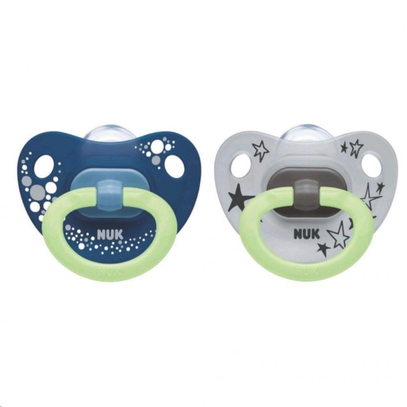 Dudlík NUK Happy Nights 6-18m 2ks/BOX kluk