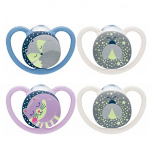 Dudlík NUK Space Nights 6-18m 2ks/BOX holka