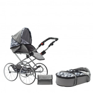 Dětský Retro kočárek pro panenky 2v1 New Baby Nella šedý