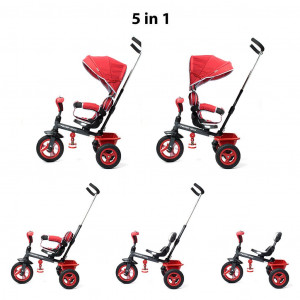 Dětská tříkolka Baby Mix 5v1 RIDER 360° šedá