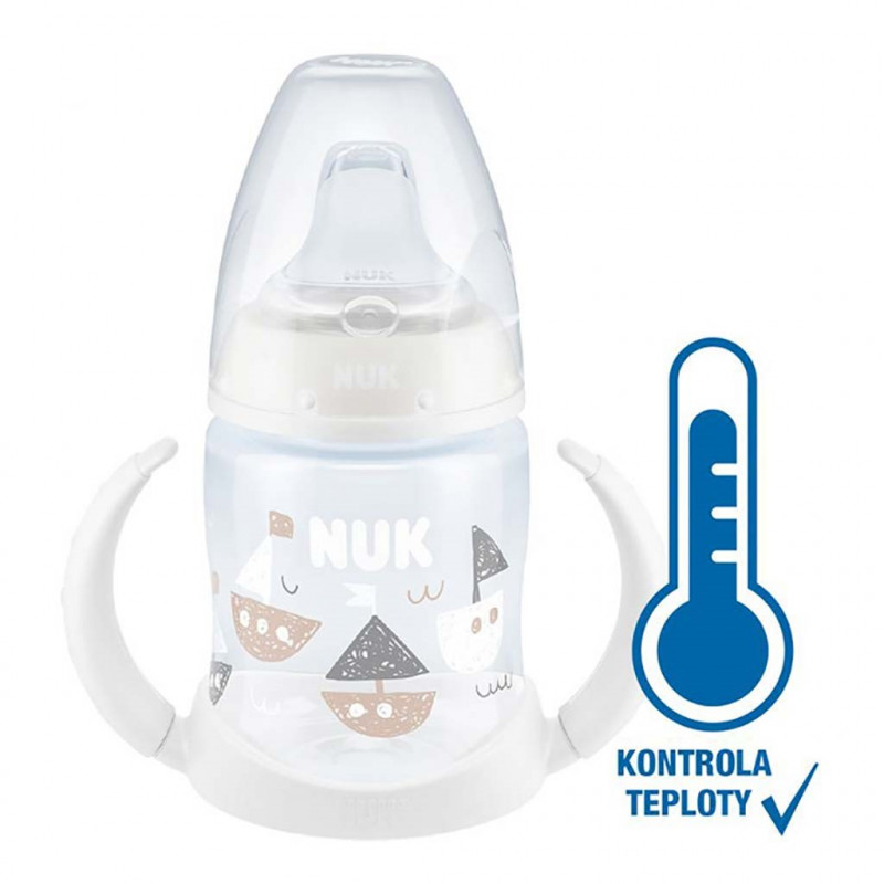 Dojčenská fľaša na učenie NUK s kontrolou teploty 150 ml biela