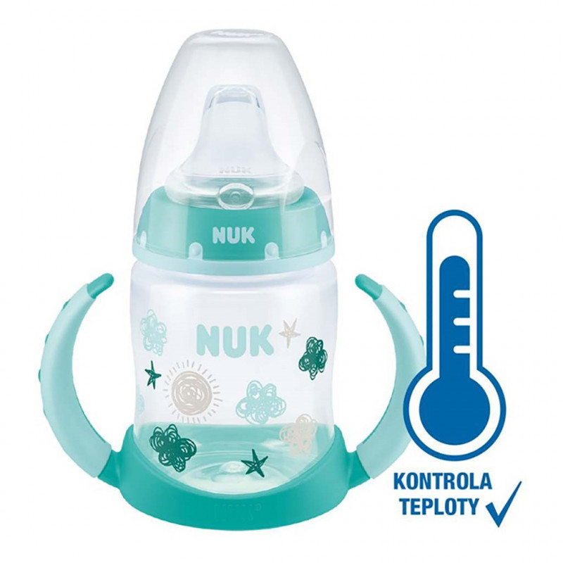 Kojenecká láhev na učení NUK s kontrolou teploty 150 ml zelená