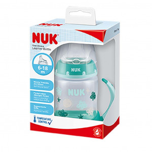Kojenecká láhev na učení NUK s kontrolou teploty 150 ml zelená