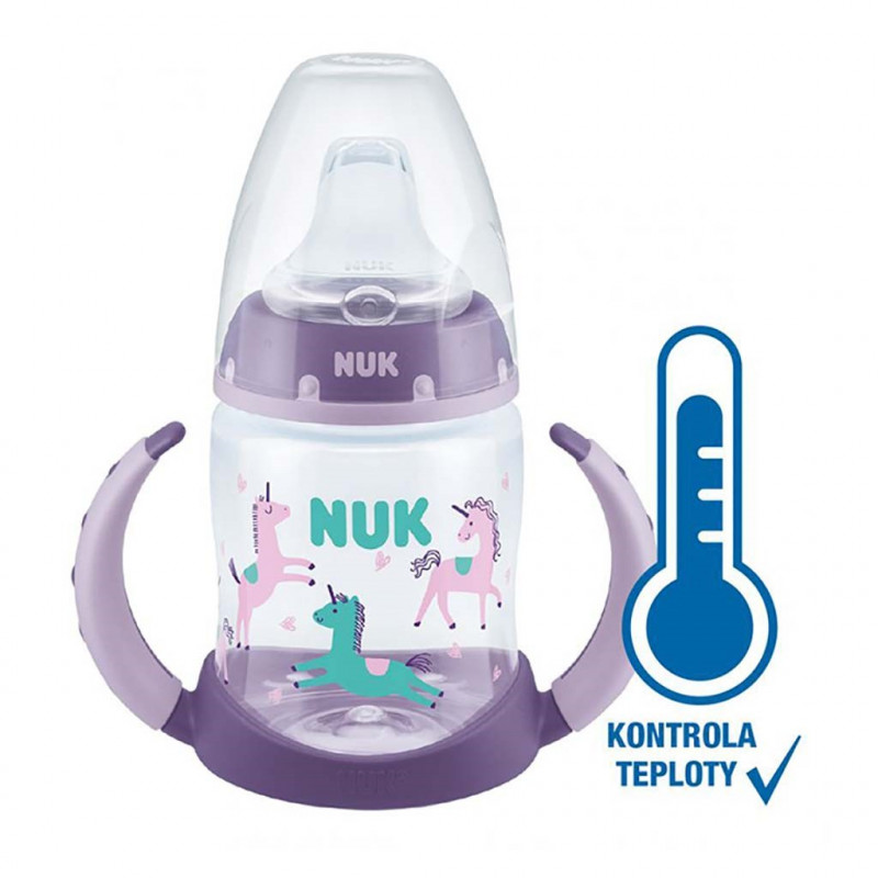 Dojčenská fľaša na učenie NUK s kontrolou teploty 150 ml fialová