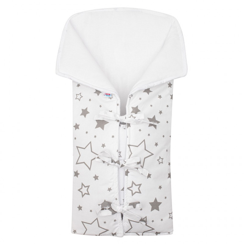 Klasická šnurovacia zavinovačka New Baby JACKET biela hviezdy sivé