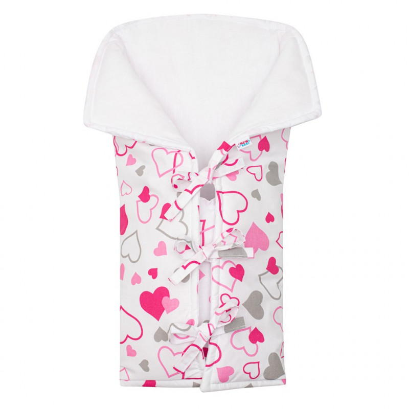 Klasická šnurovacia zavinovačka New Baby JACKET ružové srdiečka